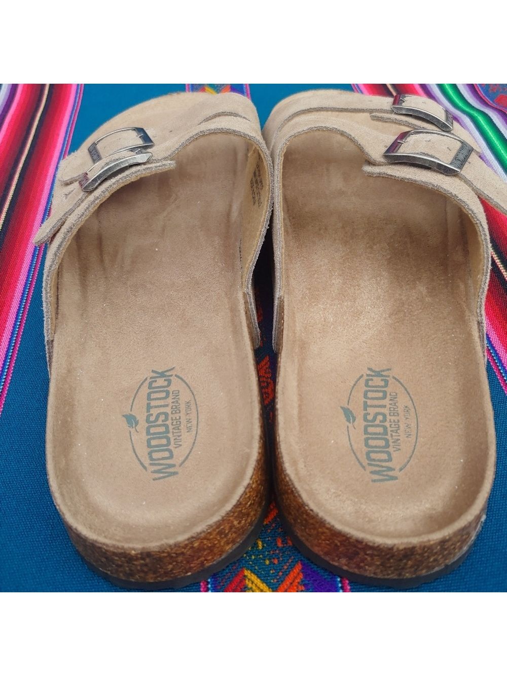 Woodstock Men's Vintage Brand NY Leather Cork Strap Sandals Tan size 11 NWOT - Picture 7 of 16